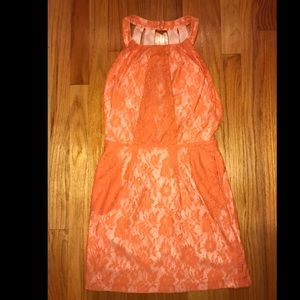 Orange lace dress, halter neckline, BRAND NEW